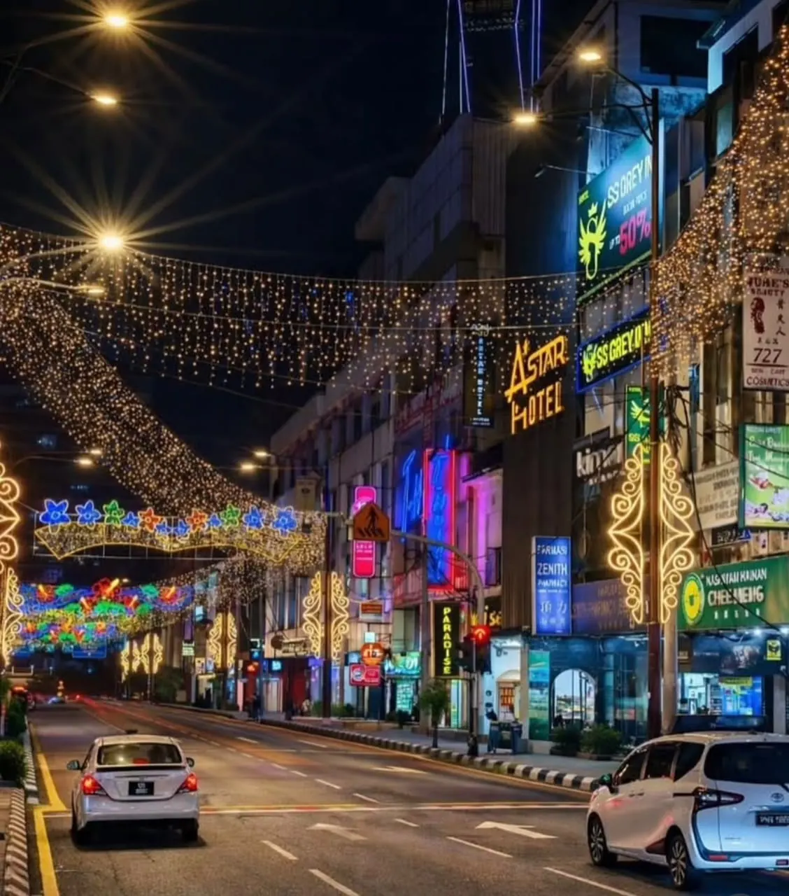 Bukit Bintang street lights at night